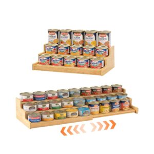 Expandable Bamboo Pantry Can Organizer Rack