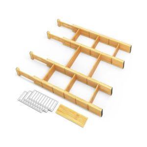 Adjustable Bamboo Drawer Organizer Dividers Set