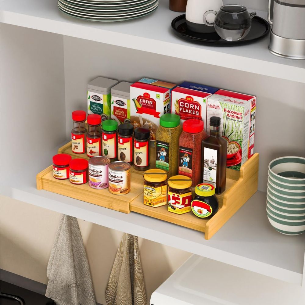 Expandable 3-Tier Bamboo Spice Rack - Image 3